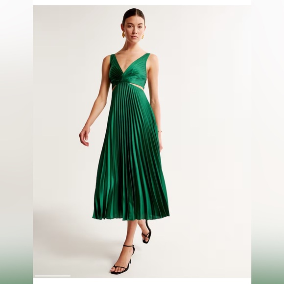 Abercrombie Satin Pleated Cutout Maxi Dress - Picture 5 of 10